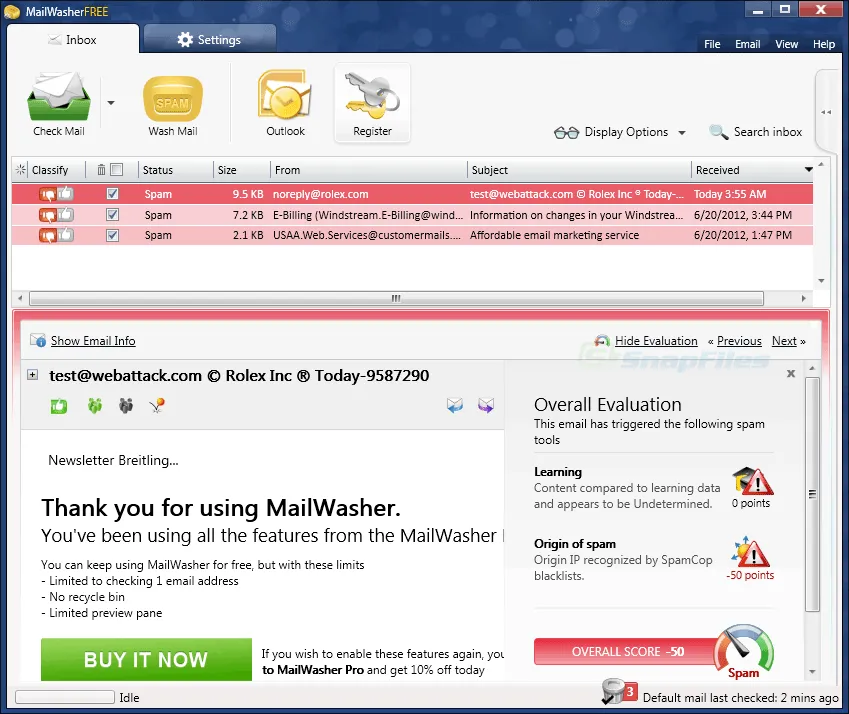 MailWasher Free Screenshot 1