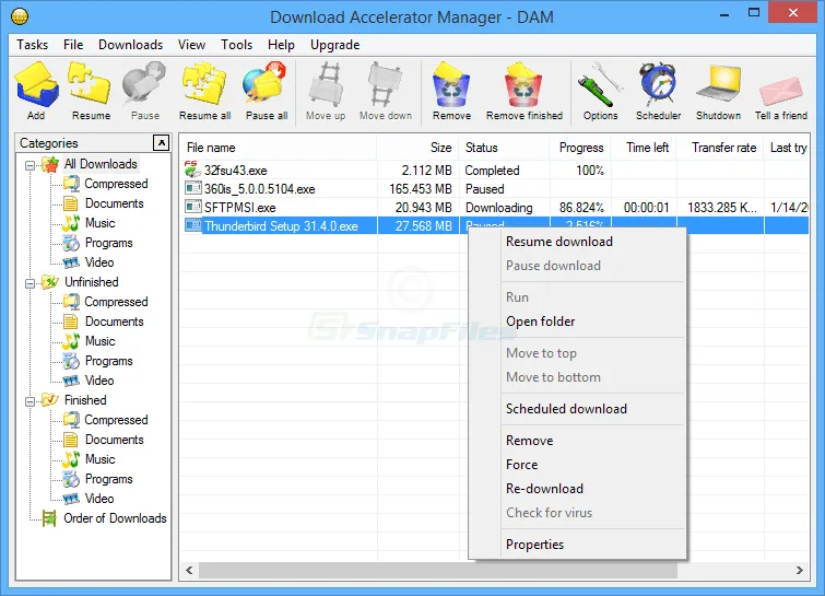 Download Accelerator Manager Screenshot 1