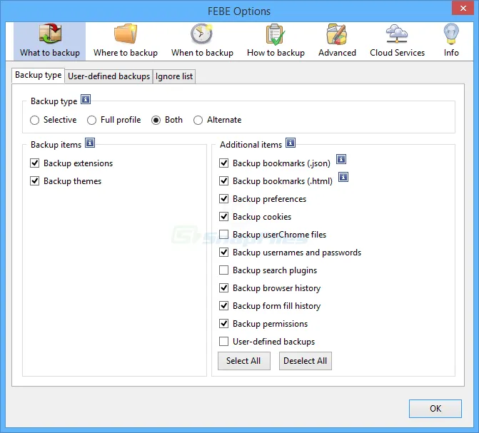 Firefox Extension Backup (FEBE) Screenshot 1