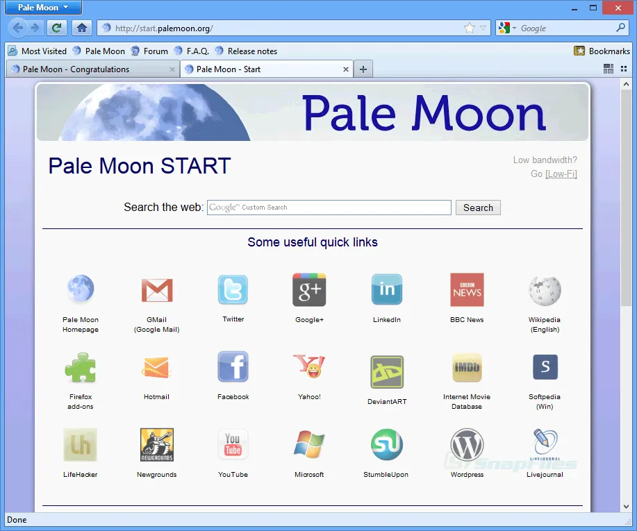 Pale Moon Screenshot 1