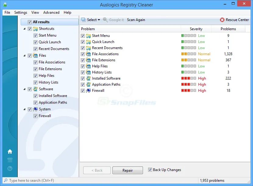 Auslogics Registry Cleaner Screenshot 1