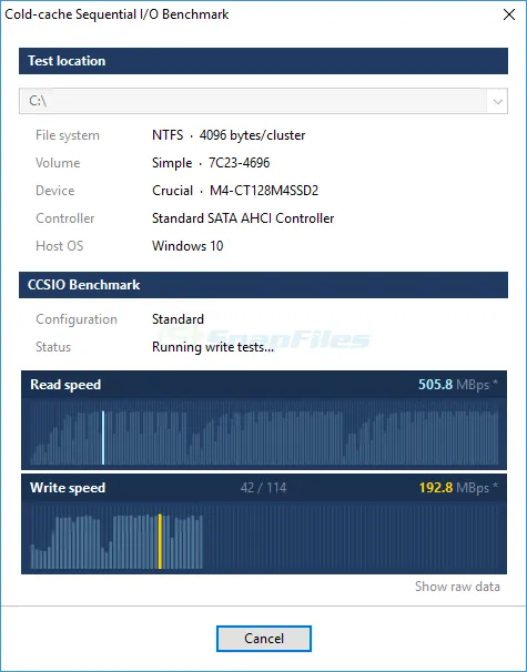 CCSIO Benchmark Screenshot 1