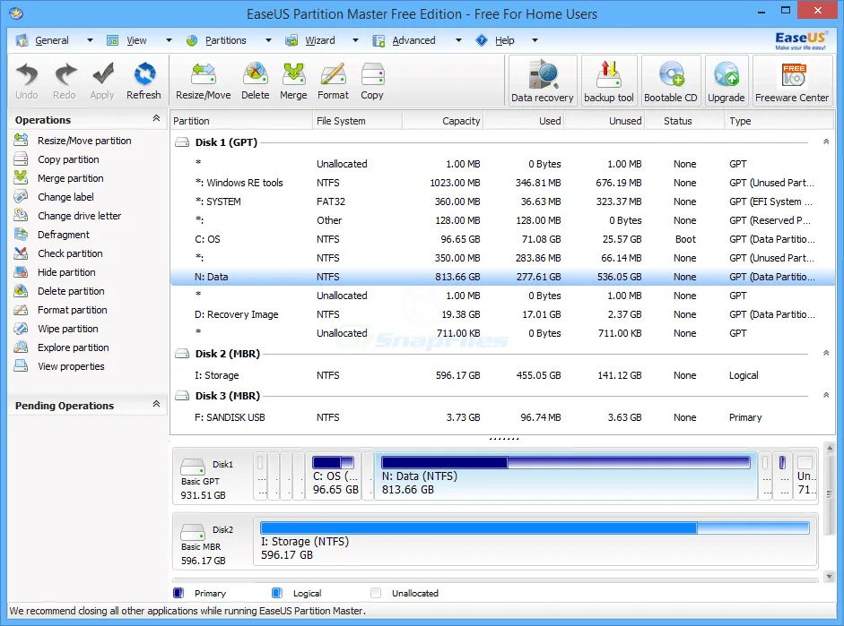 EaseUS Partition Master Screenshot 1