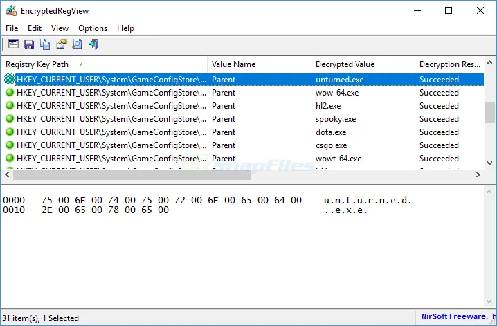 EncryptedRegView Screenshot 1