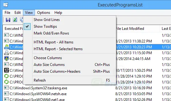 ExecutedProgramsList Screenshot 2