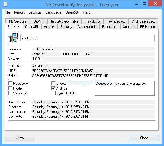 FileAlyzer Screenshot 1