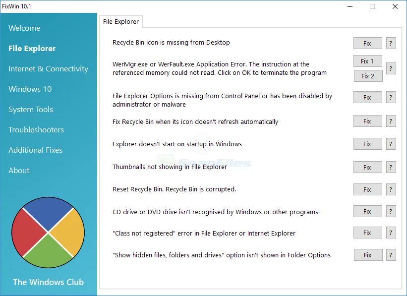 FixWin 10 Screenshot 2