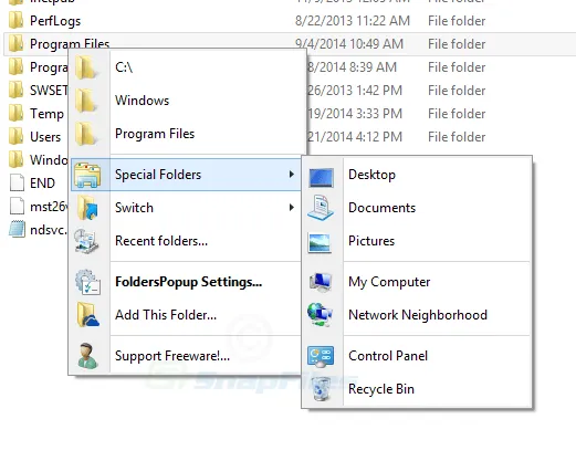 Folders Popup Screenshot 1