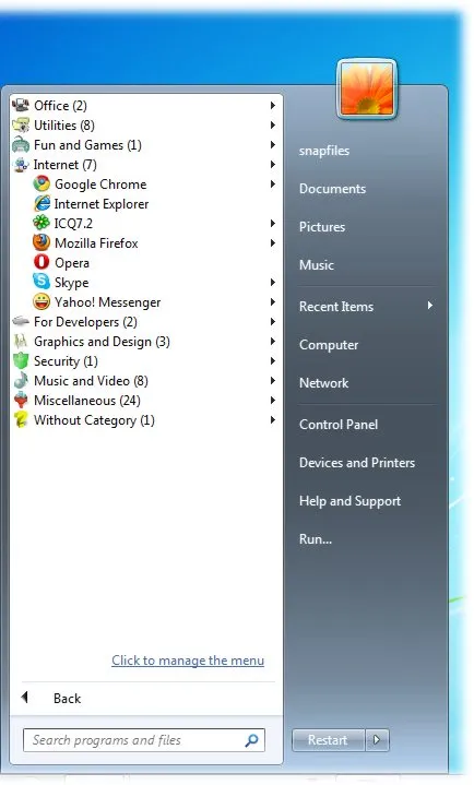 Handy Start Menu Screenshot 2