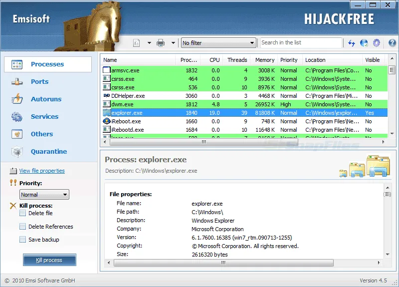 Emsisoft HiJackFree Screenshot 1