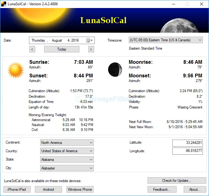 LunaSolCal Screenshot 1