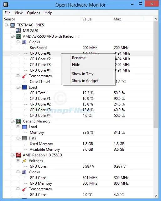 Open Hardware Monitor Screenshot 1