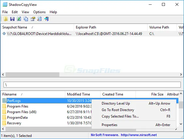 ShadowCopyView Screenshot 1