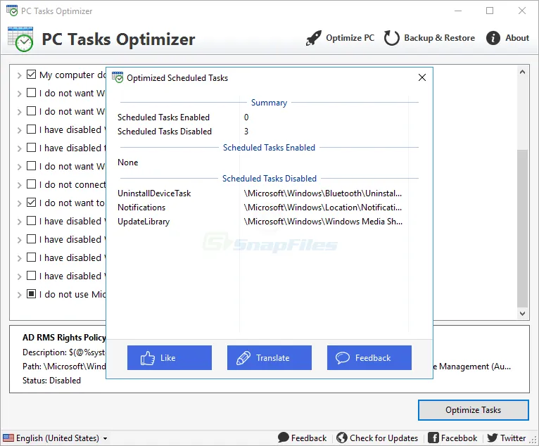 PC Tasks Optimizer Screenshot 2