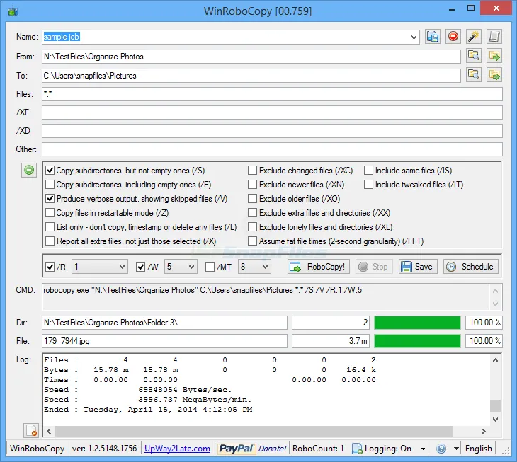 WinRoboCopy Screenshot 1